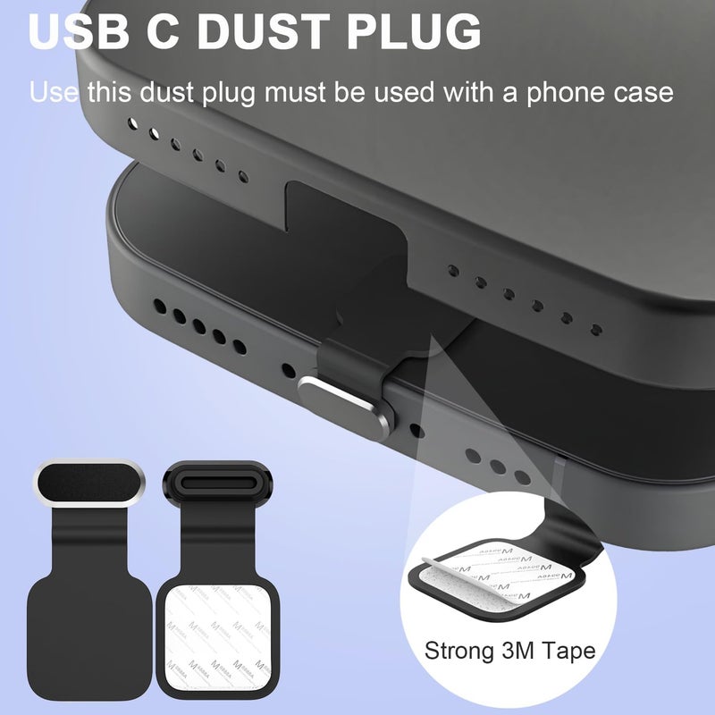 Goweewon 6 حزمة من سدادات الغبار USB C، غطاء سدادة USB C مضاد للفقد، غطاء واقي لفتحة شحن USB C مع غطاء مكبر الصوت، متوافق مع iPhone 16، 15 (Pro، Plus، Pro Max) iPhone 17 - Image 4